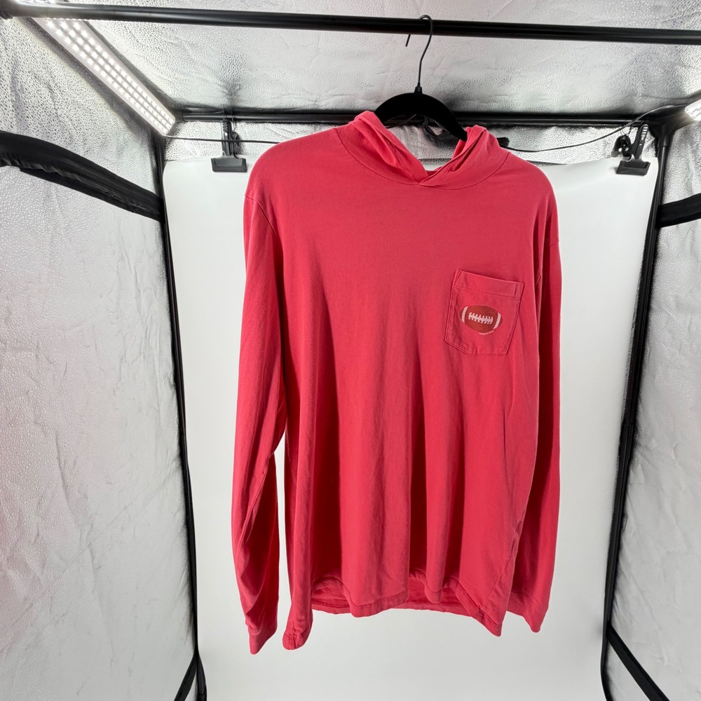 Vineyard Vines‎ Womens Pink Football Graphic Hooded Long Sleeve T-Shirt Size M